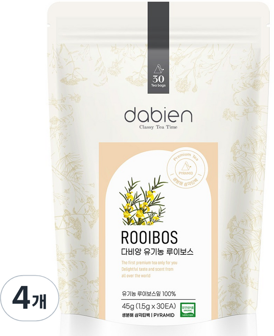 다비앙 유기농 루이보스 티백, 1.5g, 30개입, 4개