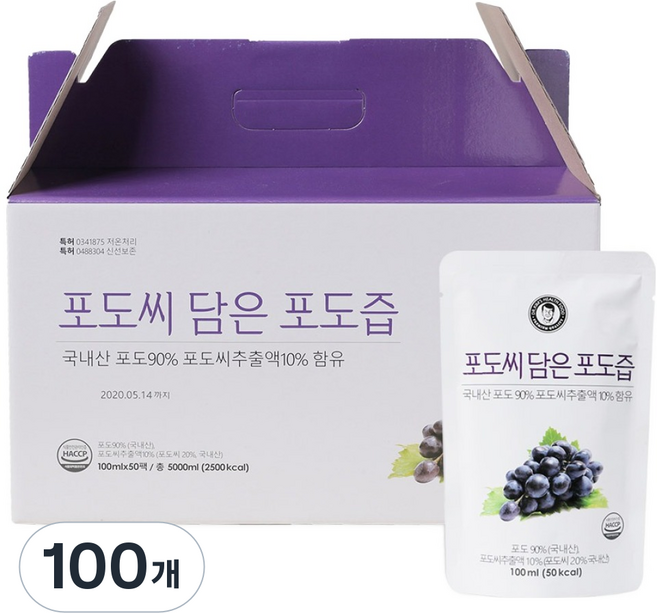 김재식헬스푸드 포도씨 담은 포도즙, 100ml, 100개