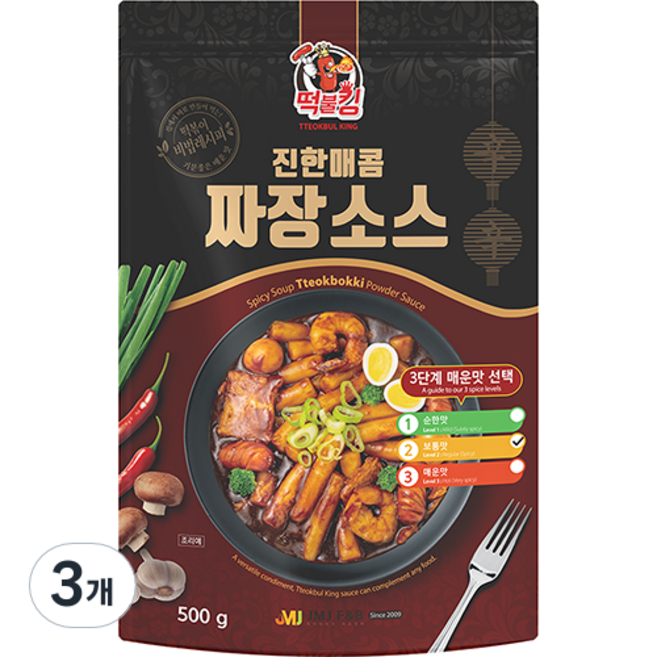 떡불킹 진한 매콤 짜장소스 보통맛, 500g, 3개
