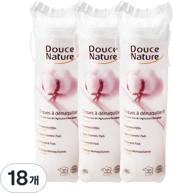 두스나뚜르 코스메틱 패드 화장솜 원형, 80매입, 18개