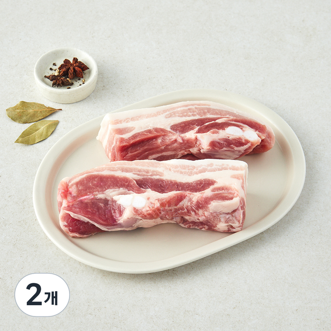 팜스토리 무항생제 인증 삼겹살 1등급 수육용 (냉장), 2개, 500g