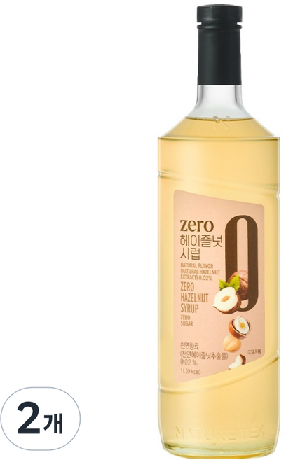 네이쳐티 zero 헤이즐넛 시럽, 2개, 1L