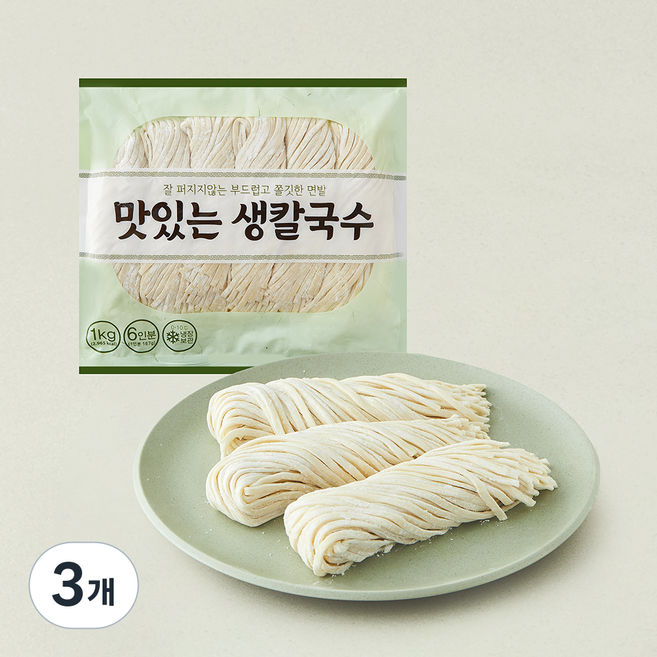 식자재왕 푸디스트 맛있는 생칼국수면, 1kg, 3개
