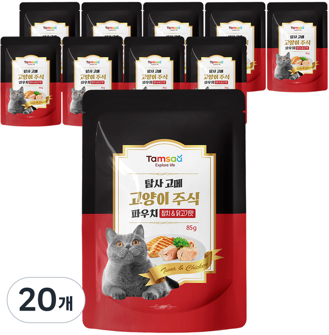 탐사 고양이 고메 주식 파우치, 85g, 20개, 닭+참치