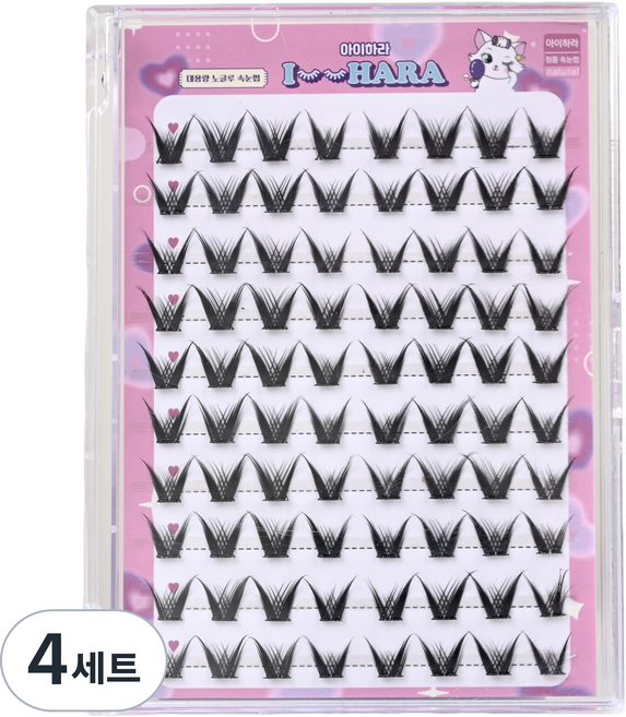 아이하라 대용량 노글루 속눈썹 세트 DDT205-04, 4세트, 블랙