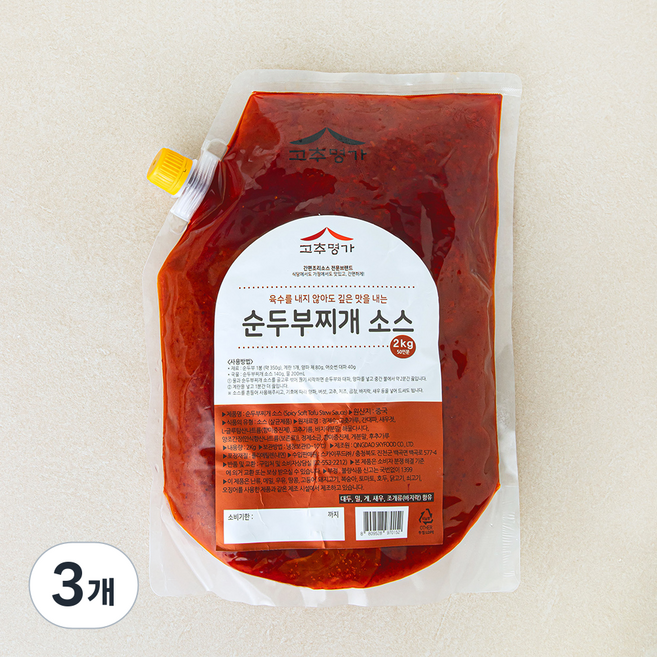 고추명가 순두부찌개 소스, 2kg, 3개