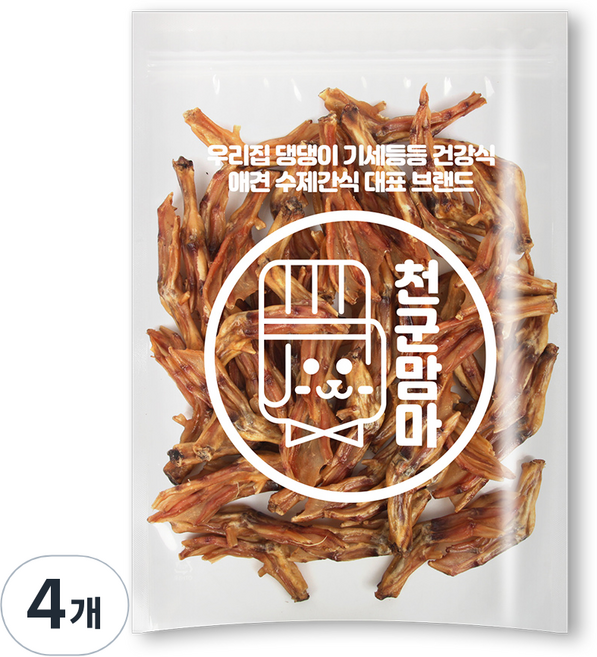 천군맘마 강아지 수제 간식, 오리발맛, 500g, 4개
