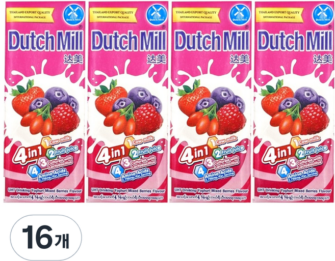 Dutch Mill 優格飲 綜合莓果口味, 180ml, 16入