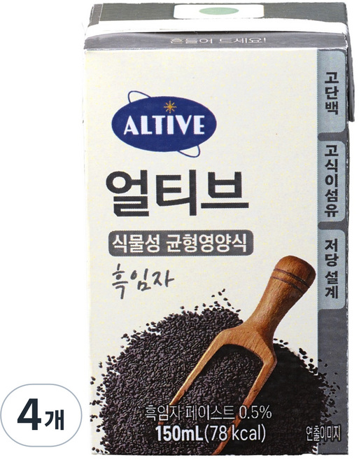 얼티브 균형영양식 흑임자, 150ml, 4개