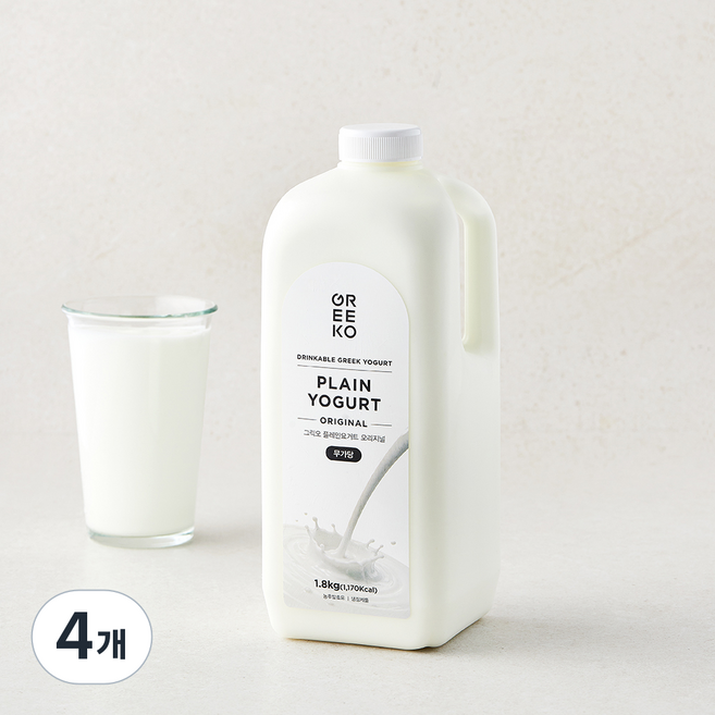 그릭오 플레인요거트 오리지널 무가당, 1.8kg, 4개, 1개입