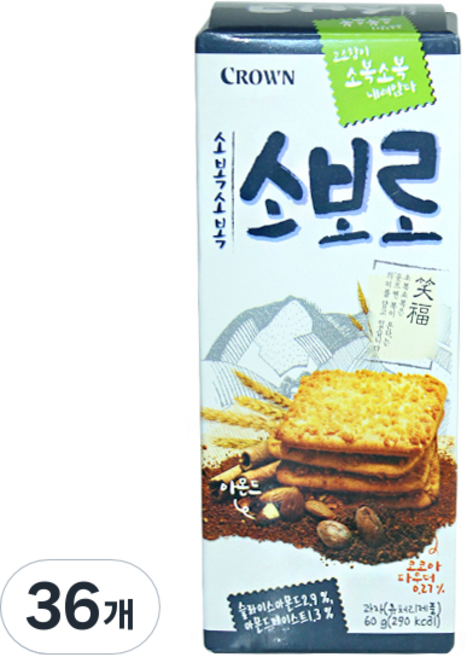 크라운 소복소복 소보로 과자, 60g, 36개