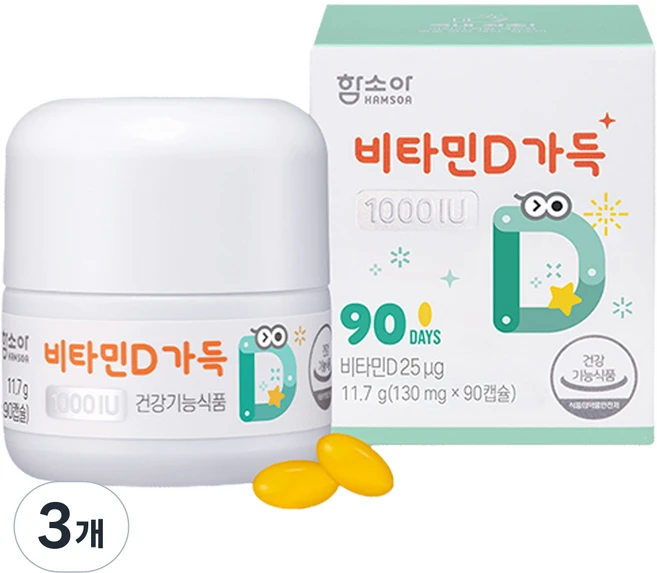 함소아 비타민D 1000IU 11.7g, 90정, 3개 - 쿠팡