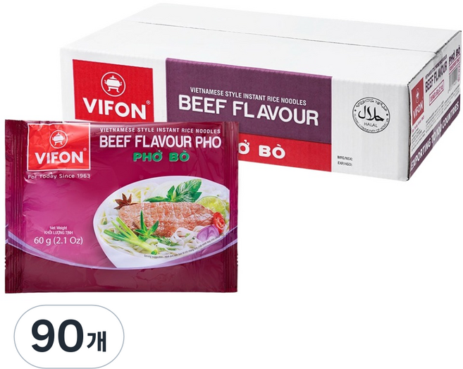 비폰 베트남 쌀국수 포보 소고기향, 60g, 90개