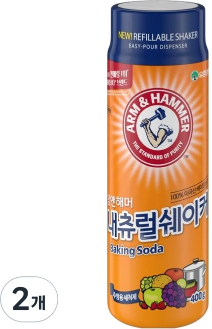 암앤해머 내츄럴쉐이커 베이킹소다, 400g, 2개 - 쿠팡