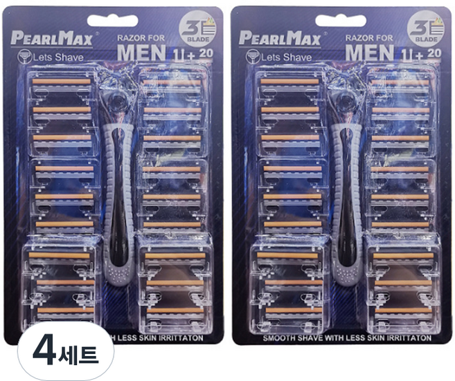 드위트리 PEARL MAX 3단 일회용 면도기 그레이 + 리필 면도날, 4세트