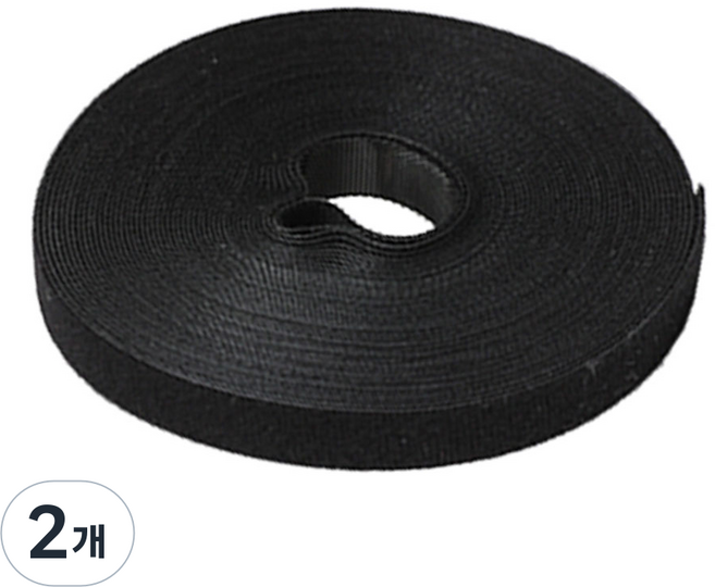대한몰 벨크로 케이블타이 컷팅 벨크로 블랙 1.3cm x 10m, 2개