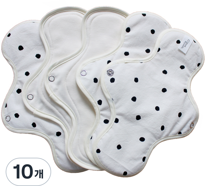 코튼리퍼블릭 면생리대 순면 슬림 블랙도트, 1개입, 10개, 오버나이트