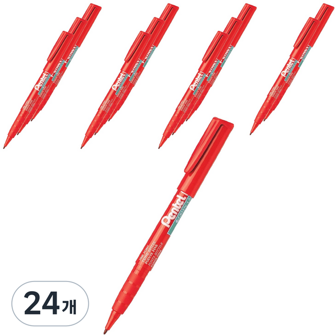 펜텔 그린라벨 유성 마카 0.9 NMS50-B, 레드, 24개