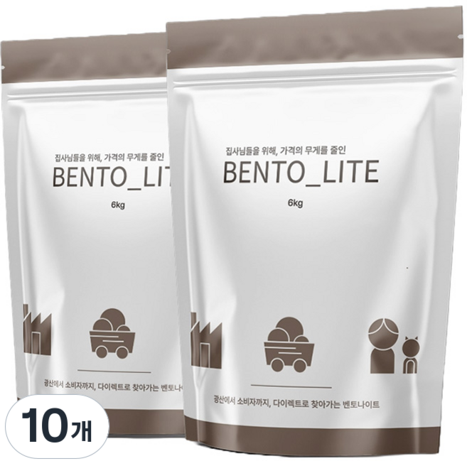 벤토라이트 고양이 모래, 6kg, 10개, 무향