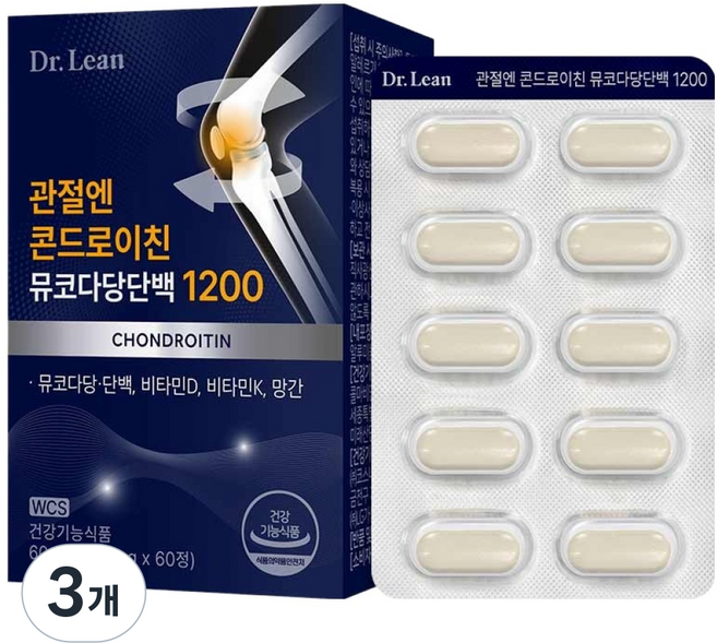 닥터린 관절엔 콘드로이친 뮤코다당단백 1200, 60정, 3개