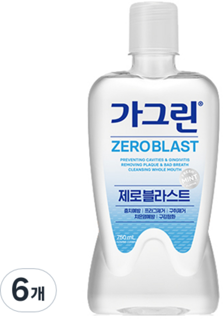 가그린 제로 블라스트 구강세정제, 750ml, 1개입, 6개
