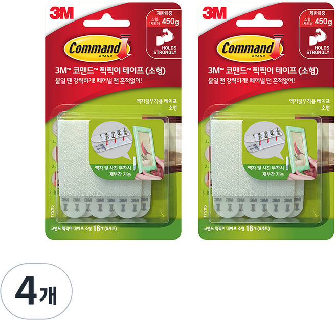 3M Command 無痕 3M 魔鬼氈膠帶 小型, 4個
