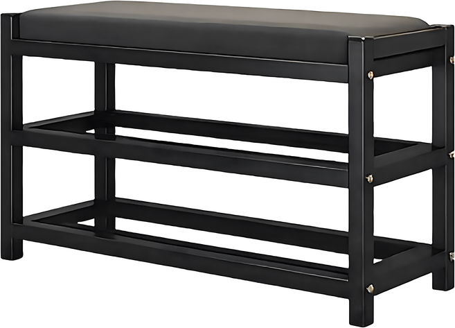 JF 家居 設計 高碳鋼三層穿鞋椅, 黑色, 3層