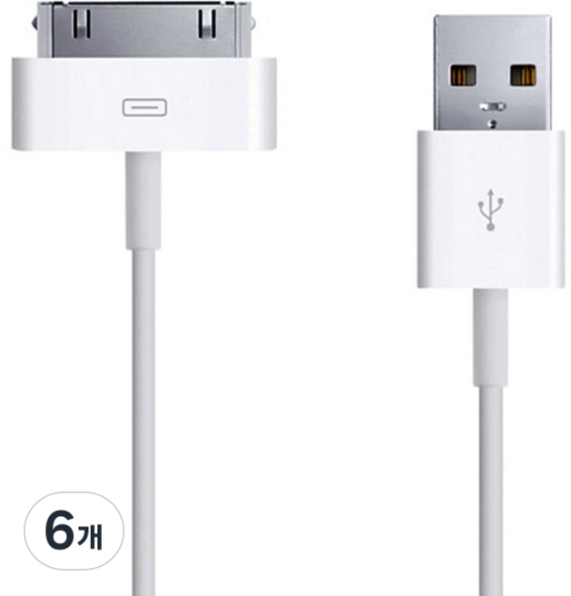 요거 30핀 USB 충전 케이블, 1m, 화이트, 6개