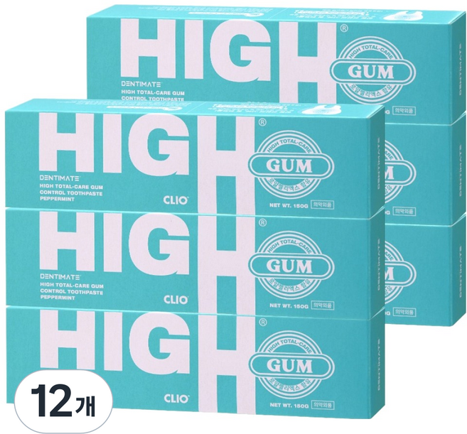 크리오 하이토탈케어 검 컨트롤 치약, 150g, 12개