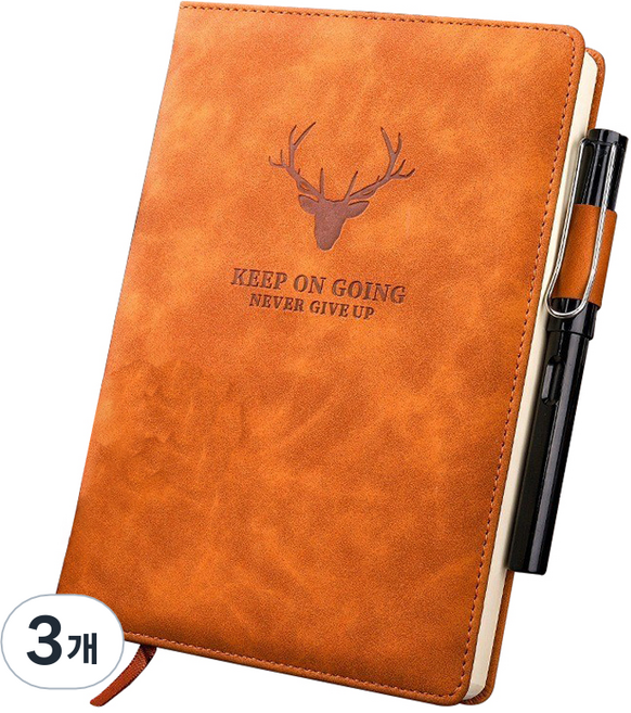 레드컴퍼니 Ria 킵고잉 A5 다이어리 + 볼펜 세트, 브라운, 3개