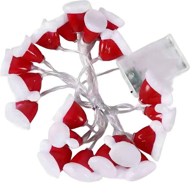 半島良品 聖誕佈置燈串 電池款 立體, 暖紅色聖誕帽, 1個