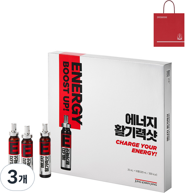 정관장 정품 에너지 활기력샷 + 쇼핑백, 20ml, 48개