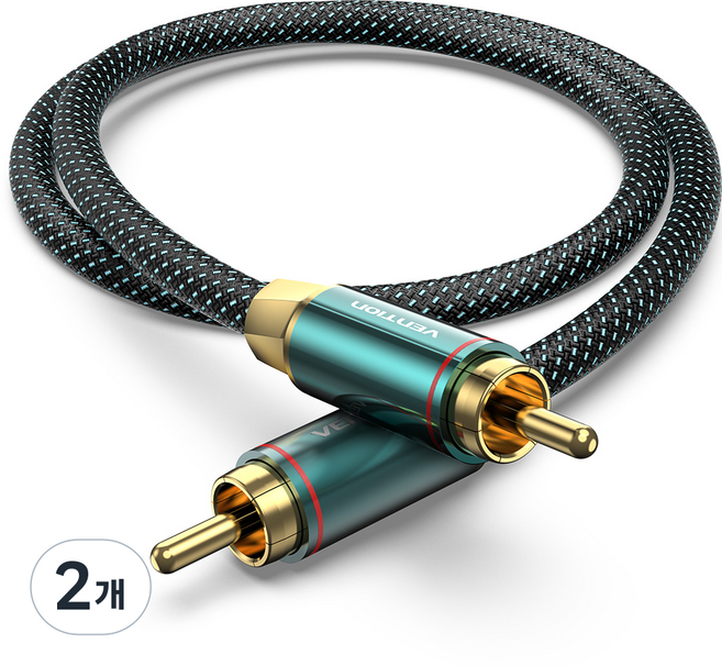 벤션 1 RCA M to M 하이파이 동축 오디오 은 도금 코어 케이블, BCTGF-1m, 그린, 2개