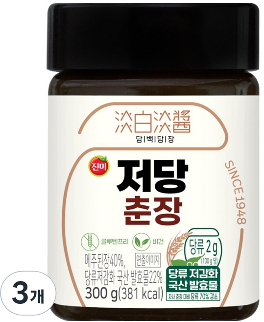 진미 담백담장 저당 춘장, 300g, 3개