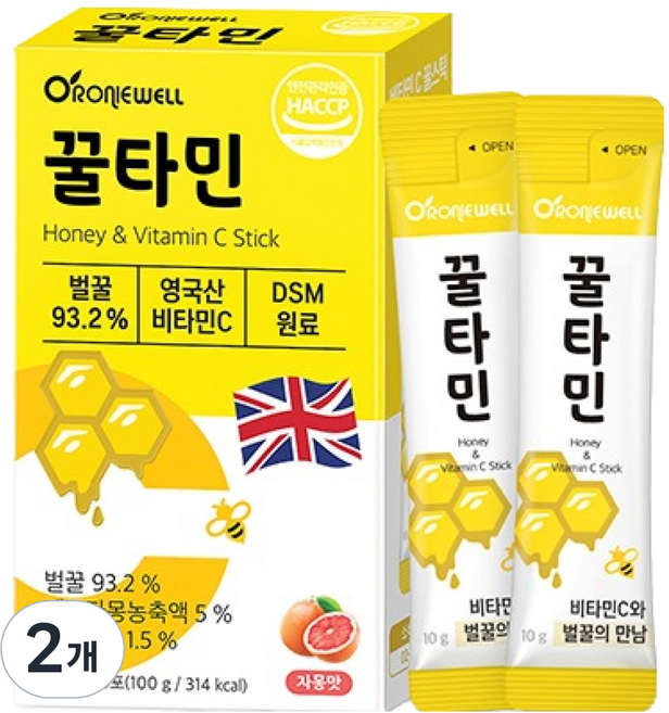 로니웰 꿀타민 자몽맛 10포, 100g, 2개