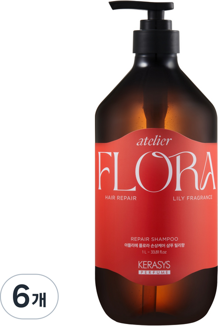 케라시스 퍼퓸 아뜰리에플로라 손상케어 샴푸 릴리향, 1L, 6개