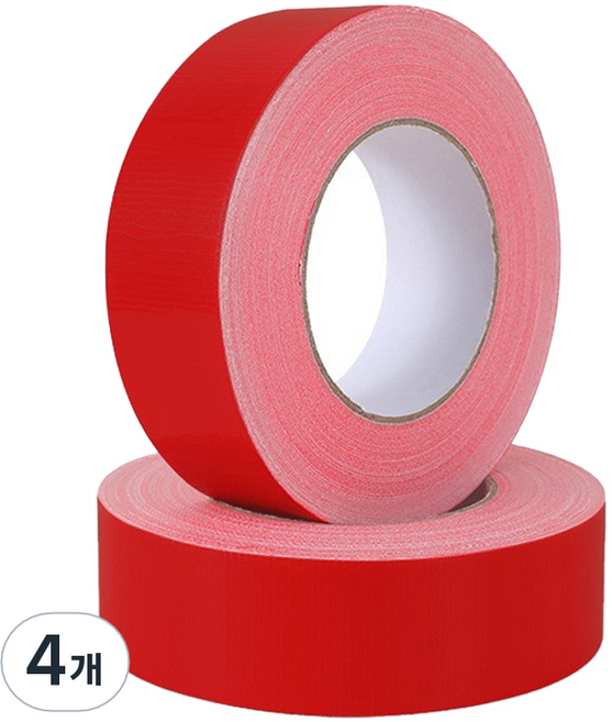 마다꾸미 컬러 폭 넓은 면 청테이프 10cm x 20m, 15 레드, 4개