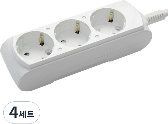 거성산업 접지형 3구 멀티탭 16A + 안전커버 2p, 멀티탭단일색상 + 안전커버랜덤발송, 4세트, 2.5m