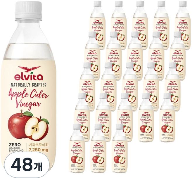 뉴트리디데이 엘비타 애플사이다비니거 스파클링 탄산음료, 48개, 500ml