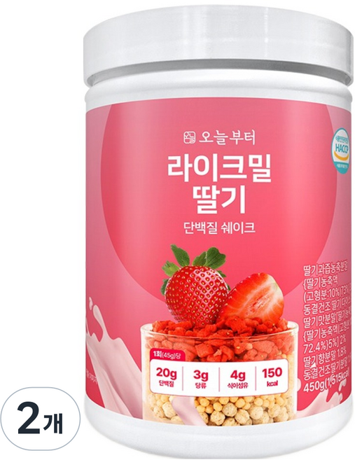 Fromtoday Like Meal 蛋白質奶昔 草莓口味, 2個, 450g