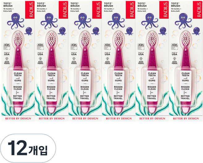 래디어스 토츠 유아 칫솔, 핑크, 1개입, 12개