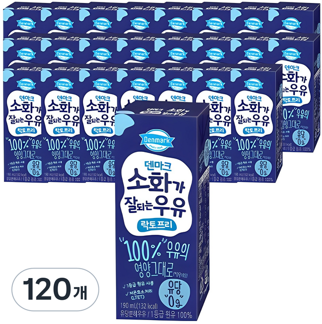 덴마크 소화가 잘되는 우유 락토프리, 190ml, 120개