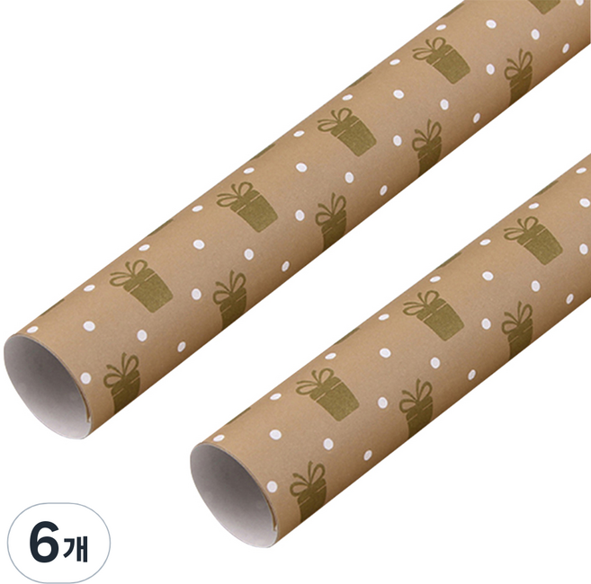 알로데 브라운 패턴 포장지 50 x 70 cm, NO.01 기프트, 6개