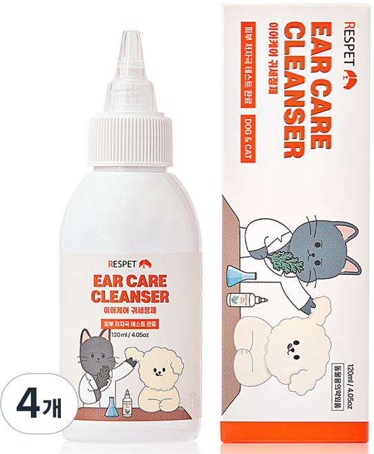 리스펫랩 반려동물 편백수 이어케어 귀세정제, 120ml, 4개