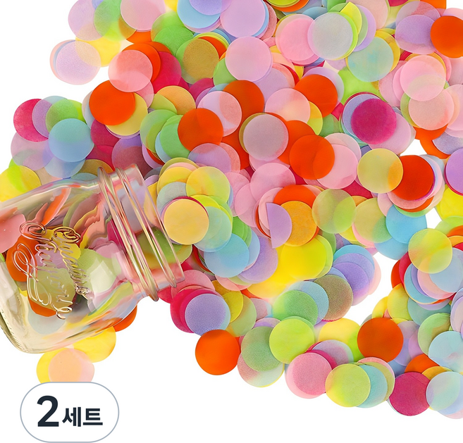 버블 컨페티 파티꽃가루, 레인보우, 2세트