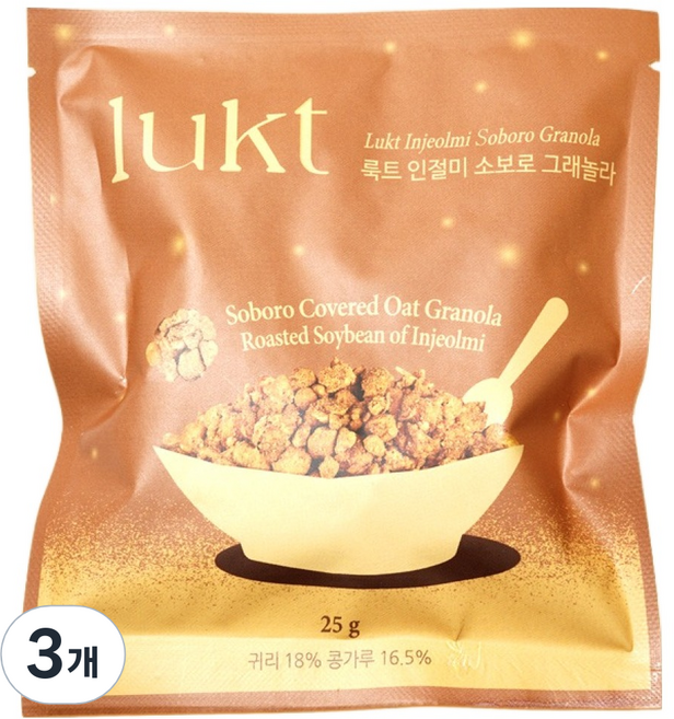 룩트 인절미 소보로 그래놀라, 3개, 25g