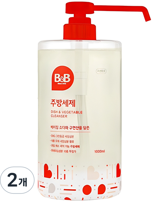 비앤비 주방세제 액상형, 1L, 2개