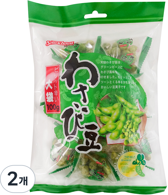 스낵하우스 그린피스 와사비 스낵, 100g, 2개