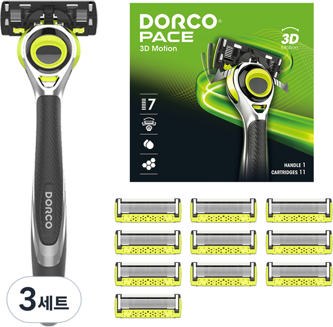 도루코 페이스 3D모션 면도기 세트, 면도기 + 날 11p, 3세트