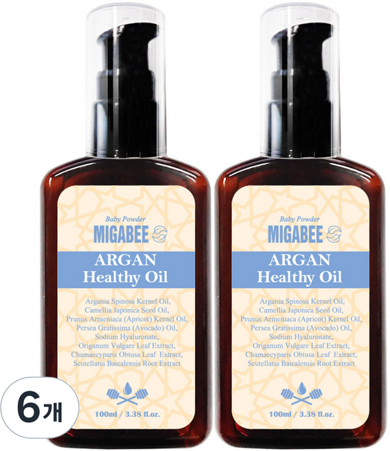미가비 아르간 헤어오일 베이비파우더, 100ml, 6개